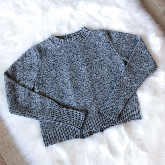 Crewneck Lace Up Back Knit Sweatshirt Sweater - Picture 2 of 3